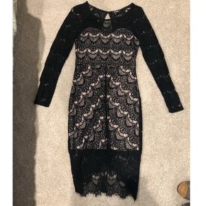 Black lace midi dress